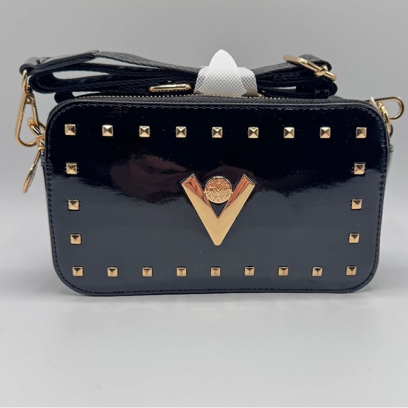 Valentino Orlandi Black and Gold Crossbody camera Bag